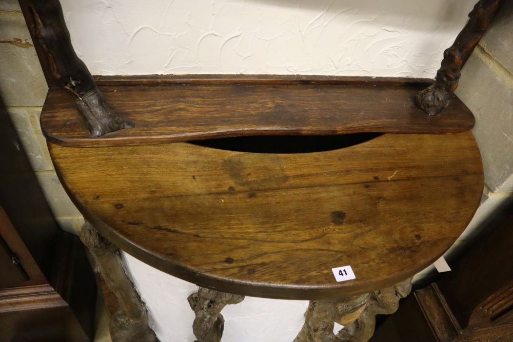 A vine root bar and wall rack, larger width 100cm height 100cm